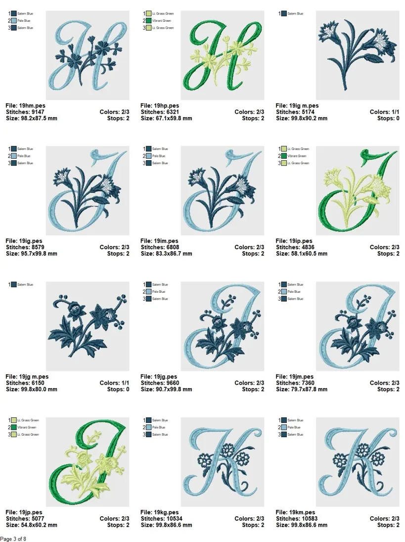 Floral Elegance Script Alphabet Embroidery Set - Image 4
