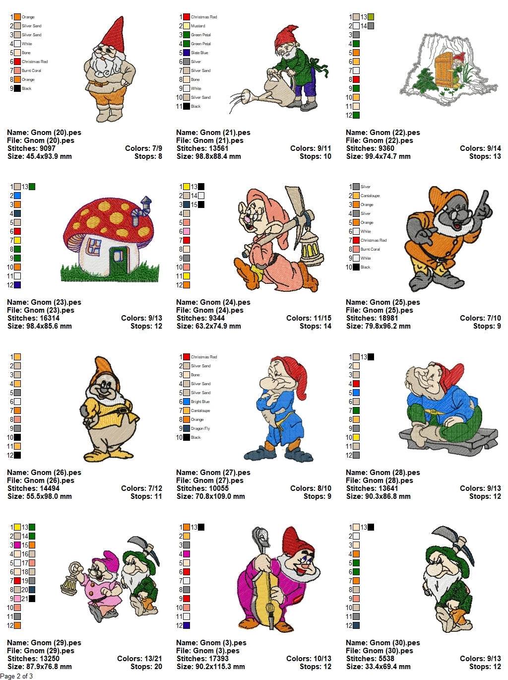 Gnomes - Pack of 34 Designs - Embroidery Design - Image 3