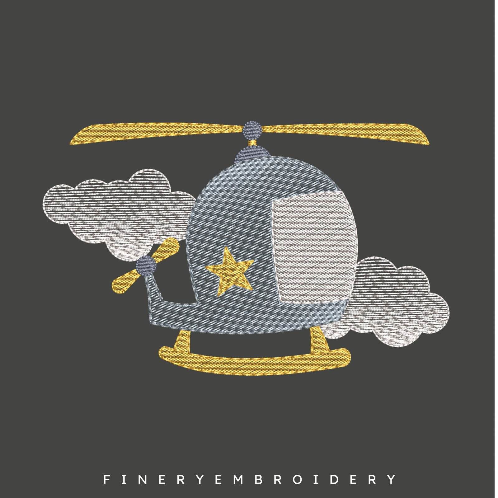 Helicopter Embroidery Design | FineryEmbroidery - Image 2