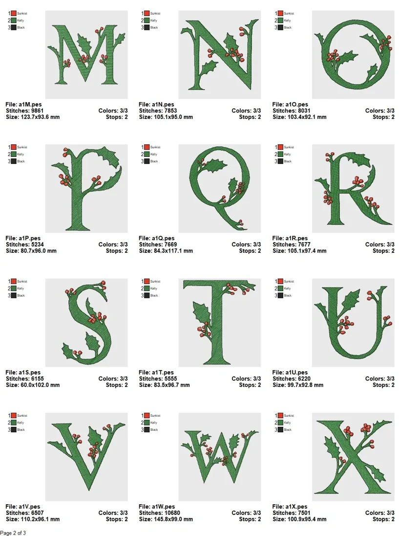Holly Jolly Christmas Alphabet Embroidery Set - Image 3
