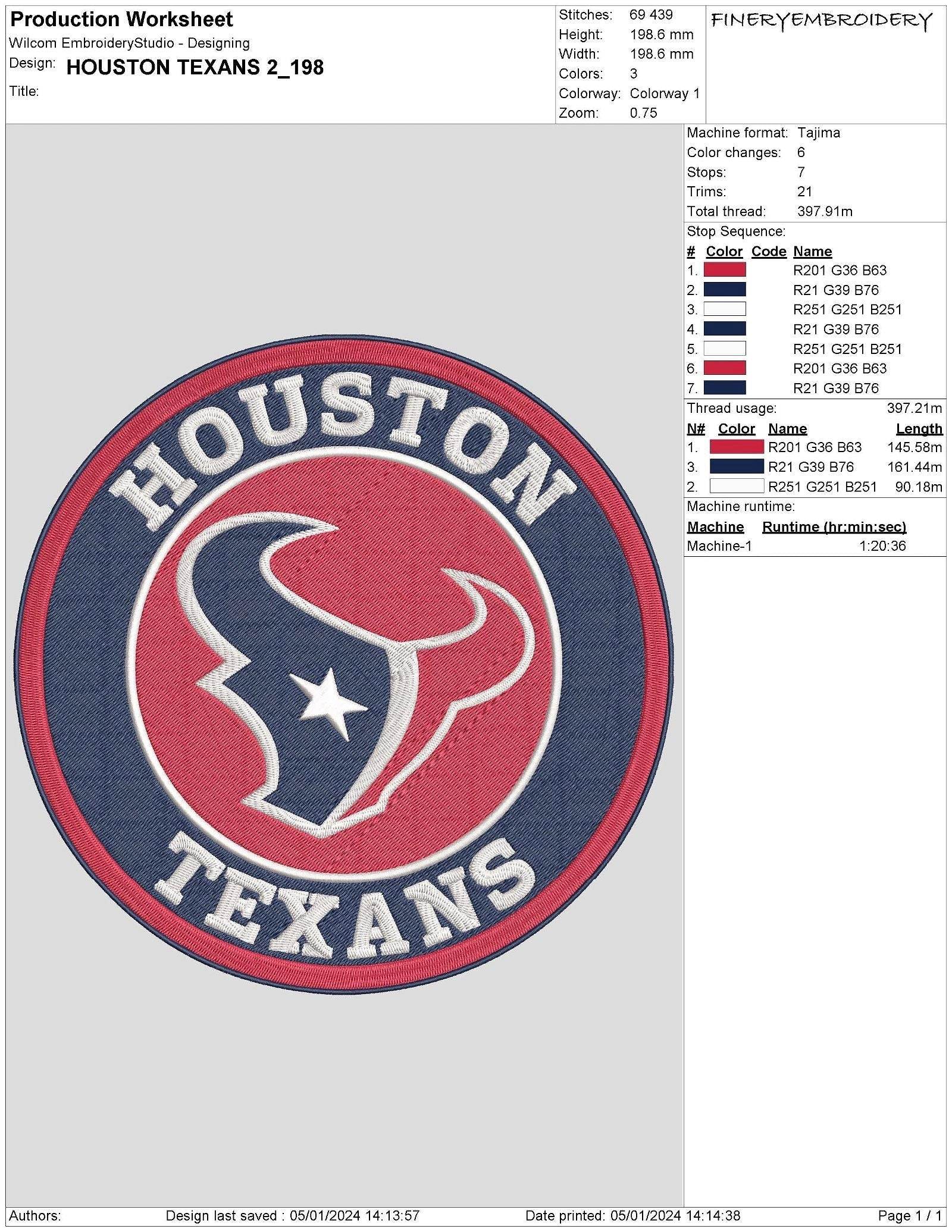 Houston Texans 2 : Embroidery Design - Image 3