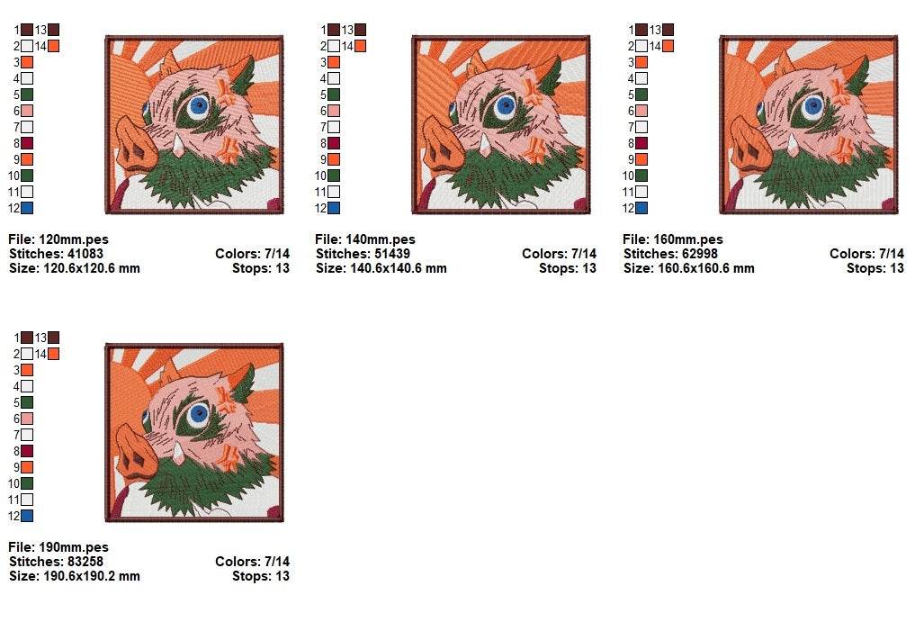 Inosuke Mask Angry Embroidery Design – Fierce & Bold Anime Patch - Image 3