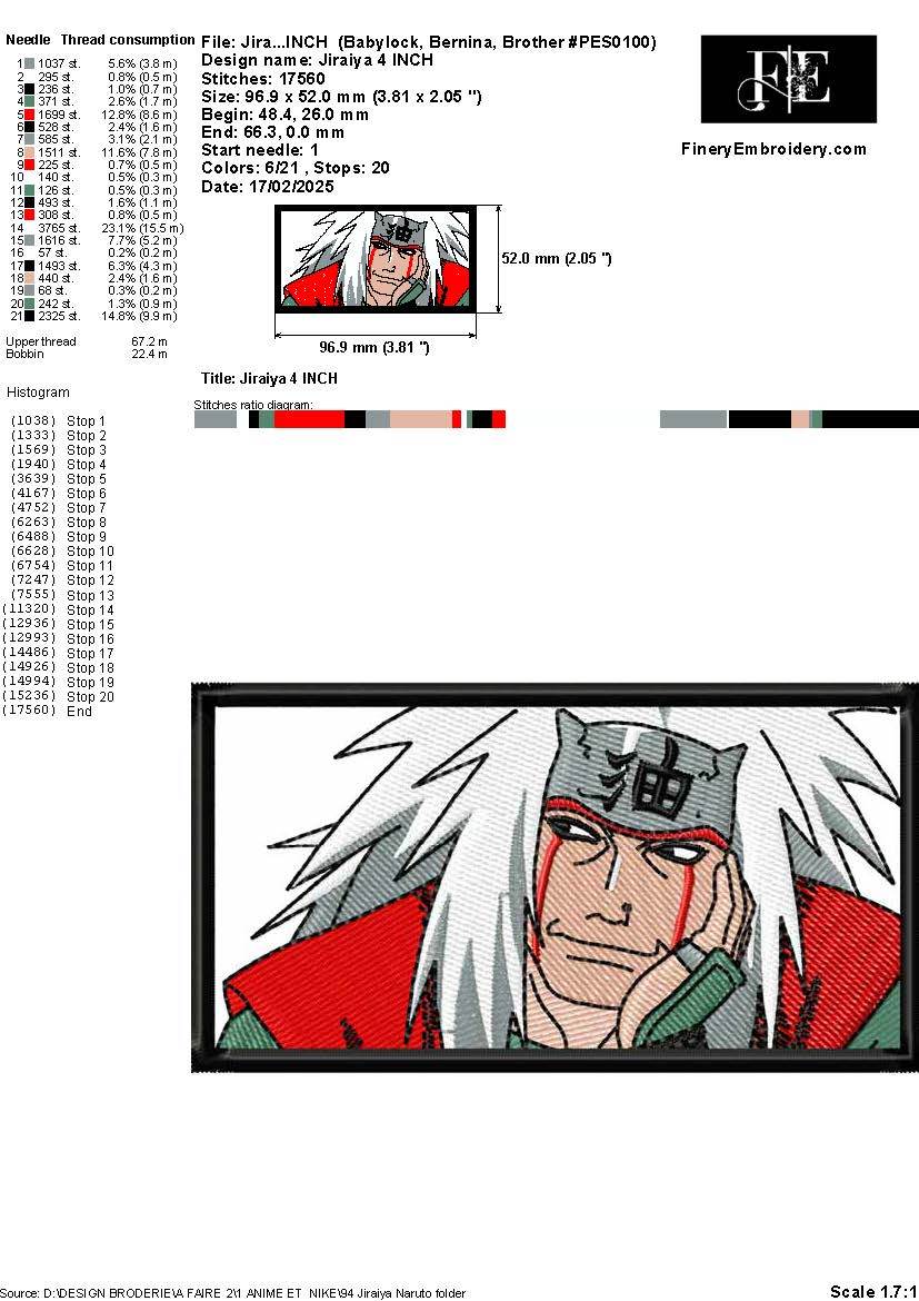 Jiraiya Embroidery Design – The Legendary Sannin - Image 2