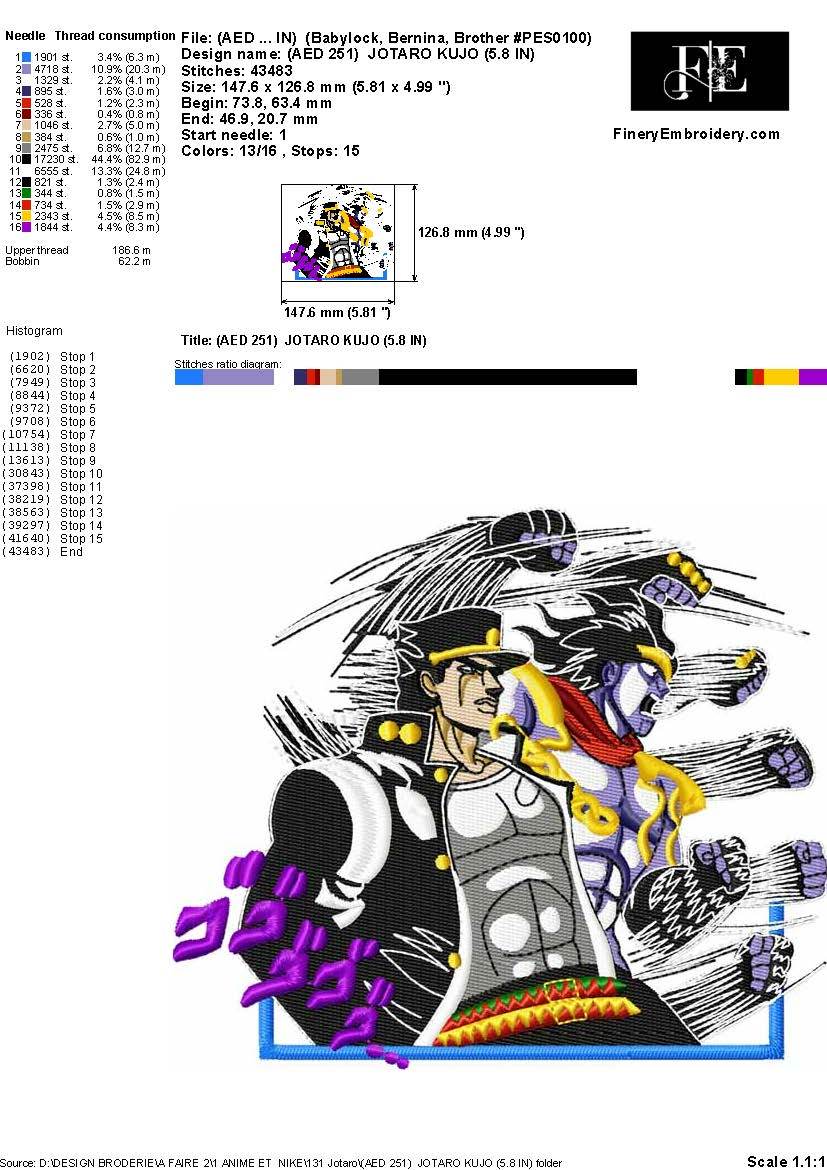 Jotaro Kujo Embroidery Design – Stand Power in Action - Image 2