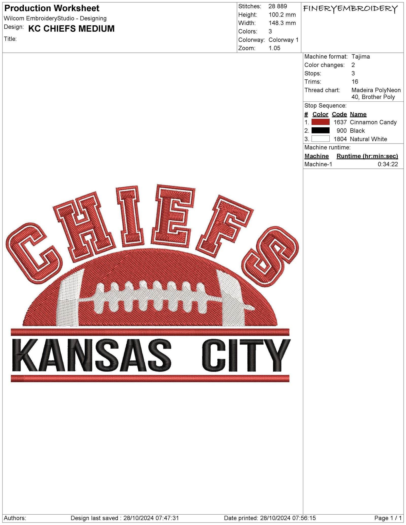Kansas City Chiefs Football Embroidery Design – Perfect for Game Day Gear - Image 3