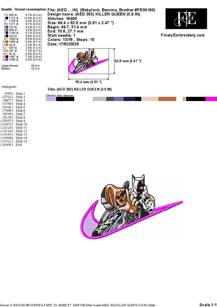 Killer Queen Embroidery Design – Explosive Precision - Image 2