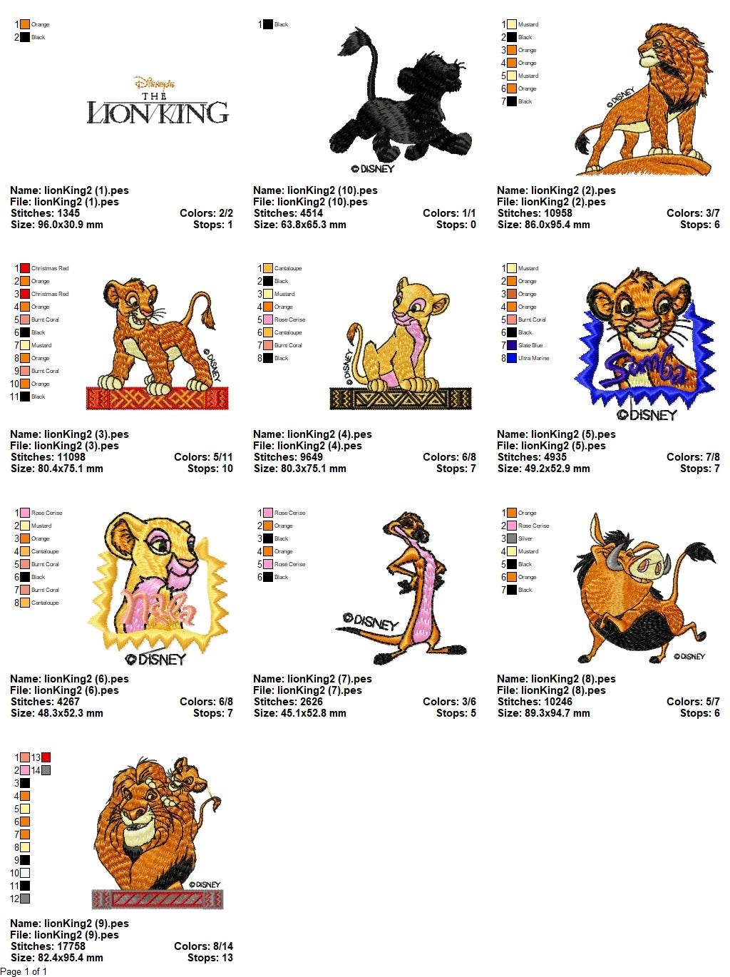 Lion King - Pack of 10 Designs - Embroidery Design - Image 3