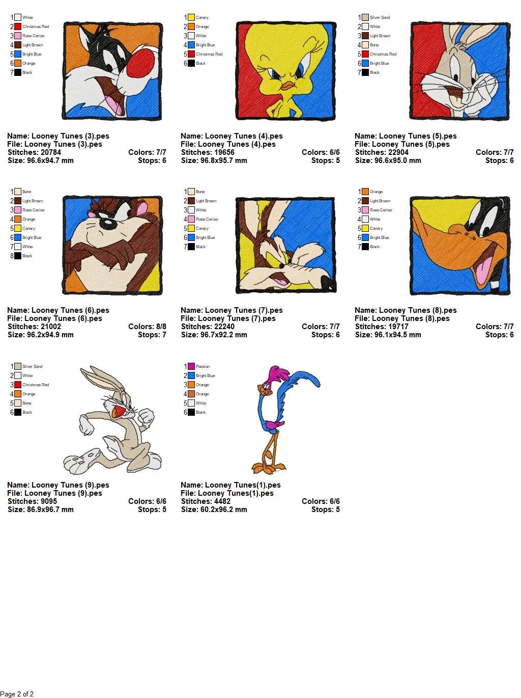 Looney Tunes - Pack of 20 Designs - Embroidery Design - Image 4