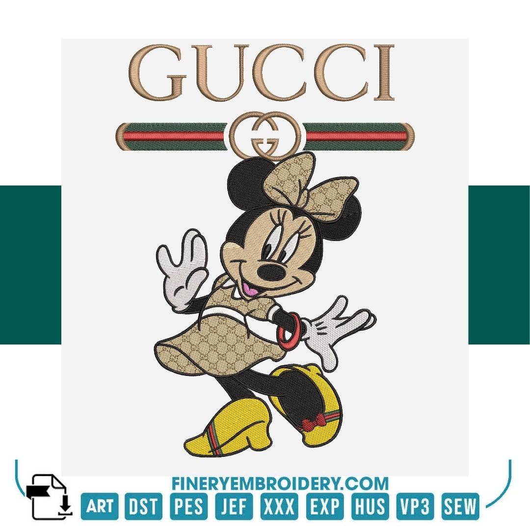 Luxury Minnie Mouse 1 Embroidery Design – Gucci-Inspired | FineryEmbroidery
