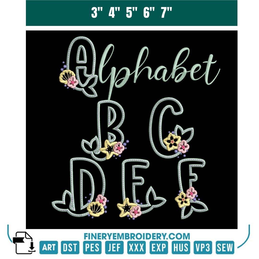 Mermaid Fantasy Embroidery Alphabet - A to Z Design Collection