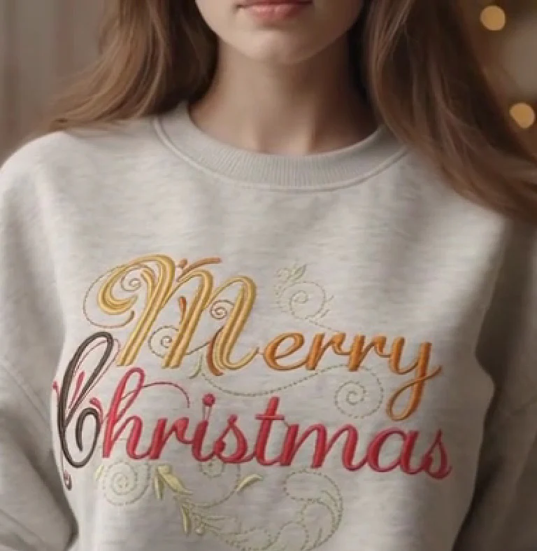 Merry Christmas Embroidery Design – Elegant Script Holiday Pattern - Image 2