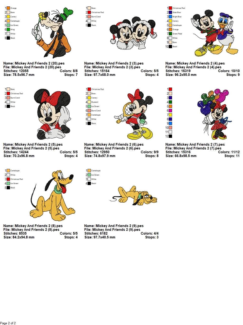 Mickey and Friends 2- Pack of 20 Designs - Embroidery Design - Image 4