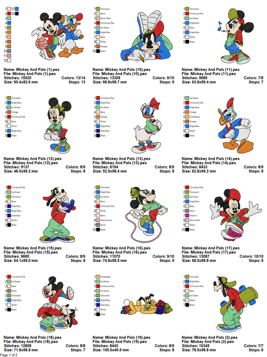 Mickey and Pals- Pack of 20 Designs - Embroidery Design - Image 3