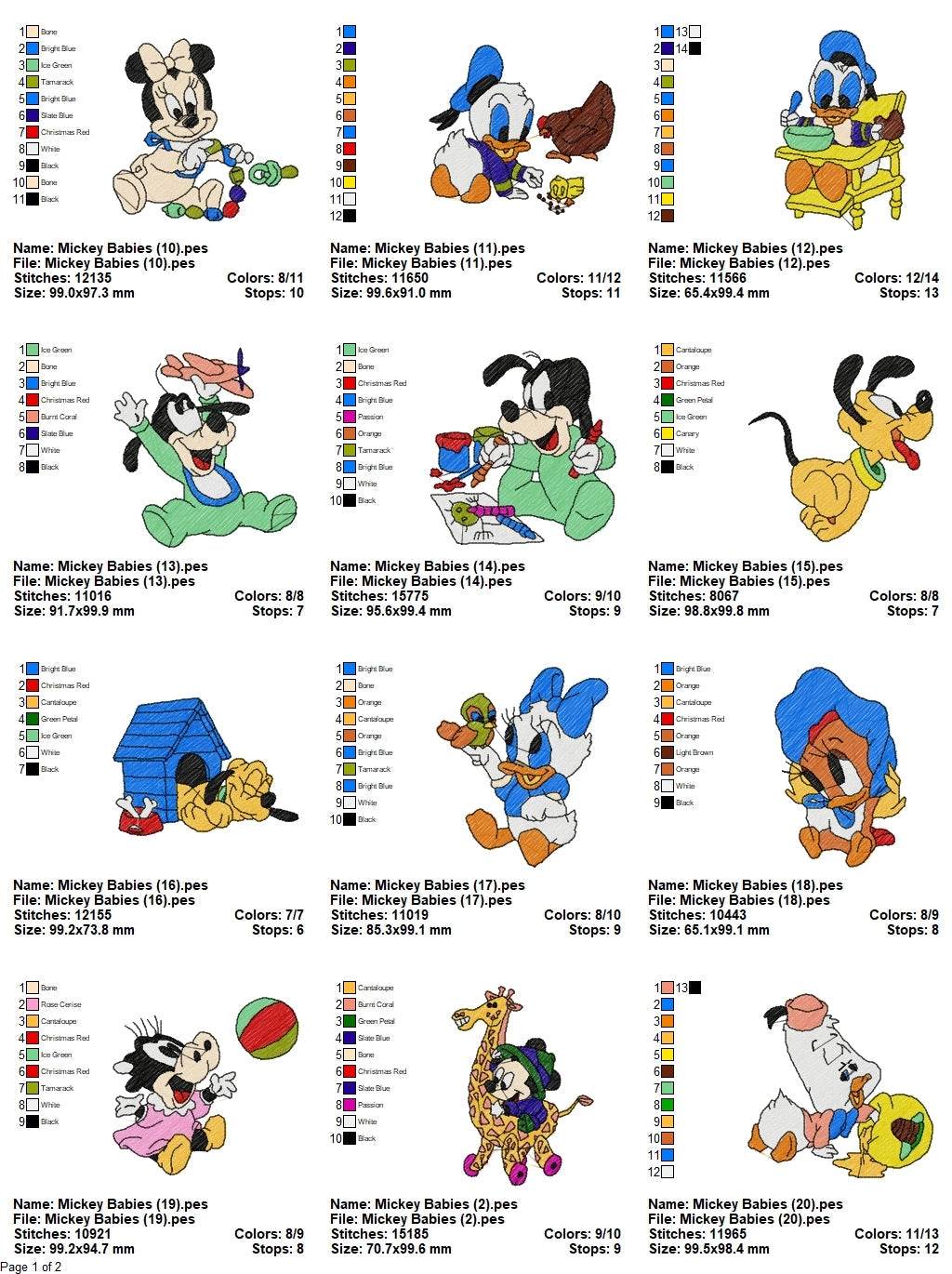 Mickey Babies- Pack of 20 Designs - Embroidery Design - Image 3
