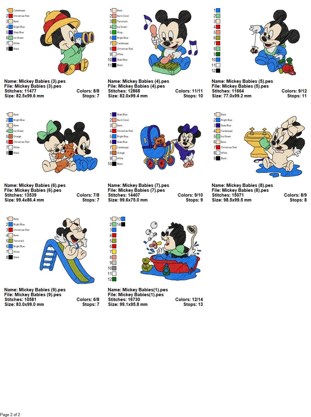 Mickey Babies- Pack of 20 Designs - Embroidery Design - Image 4