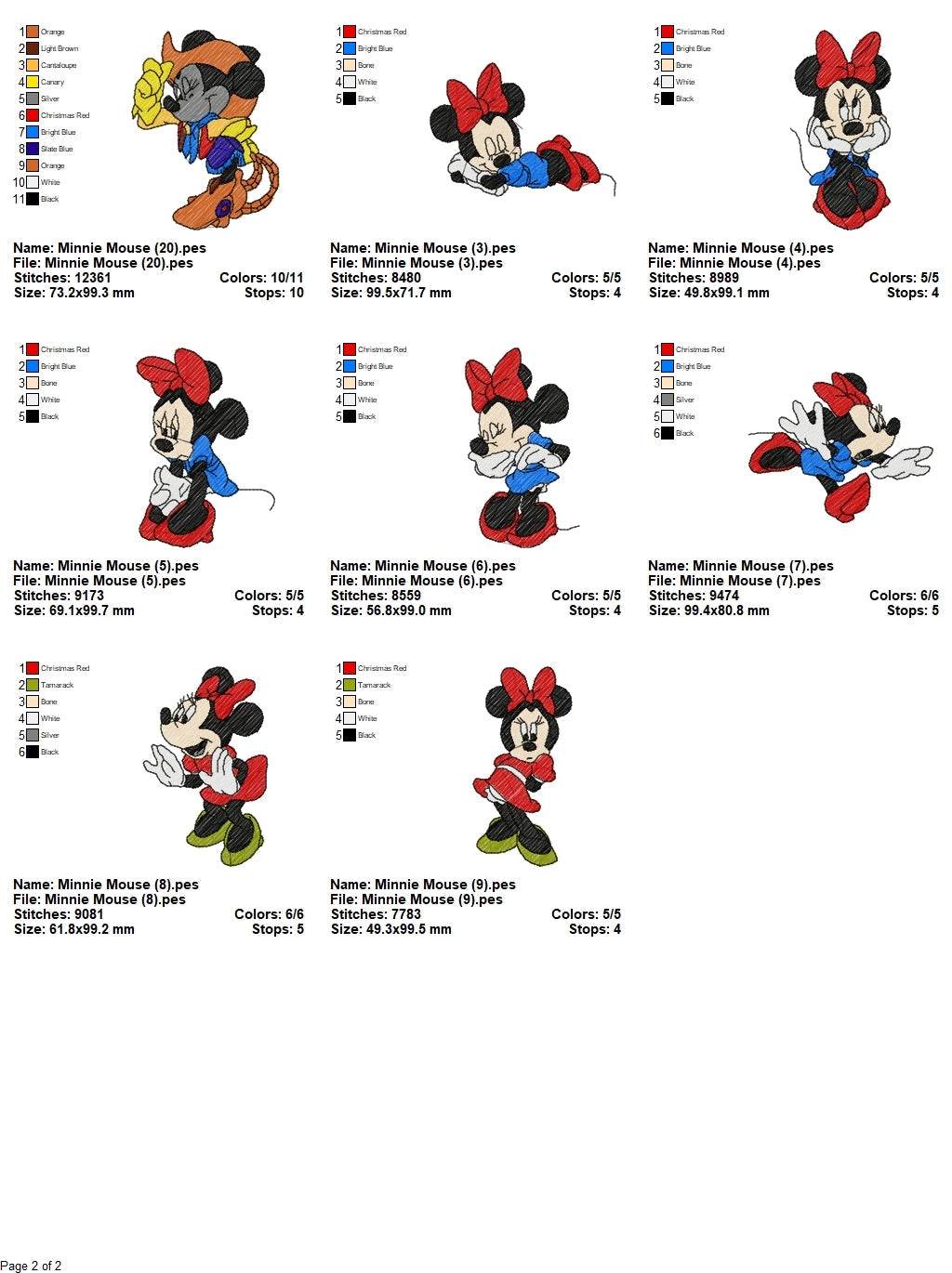 Minnie Mouse- Pack of 20 Designs - Embroidery Design - Image 4