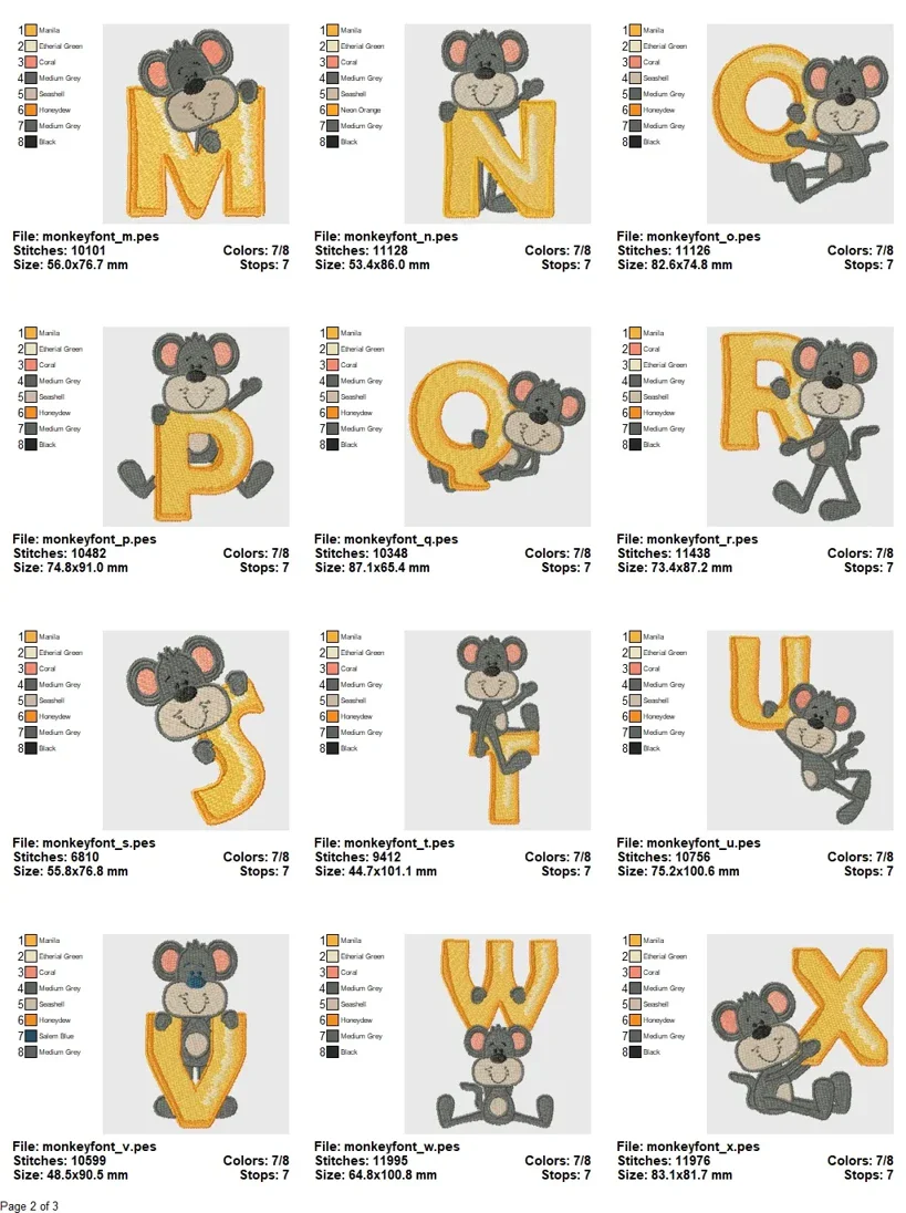 Monkey Alphabet Embroidery Set - Image 2