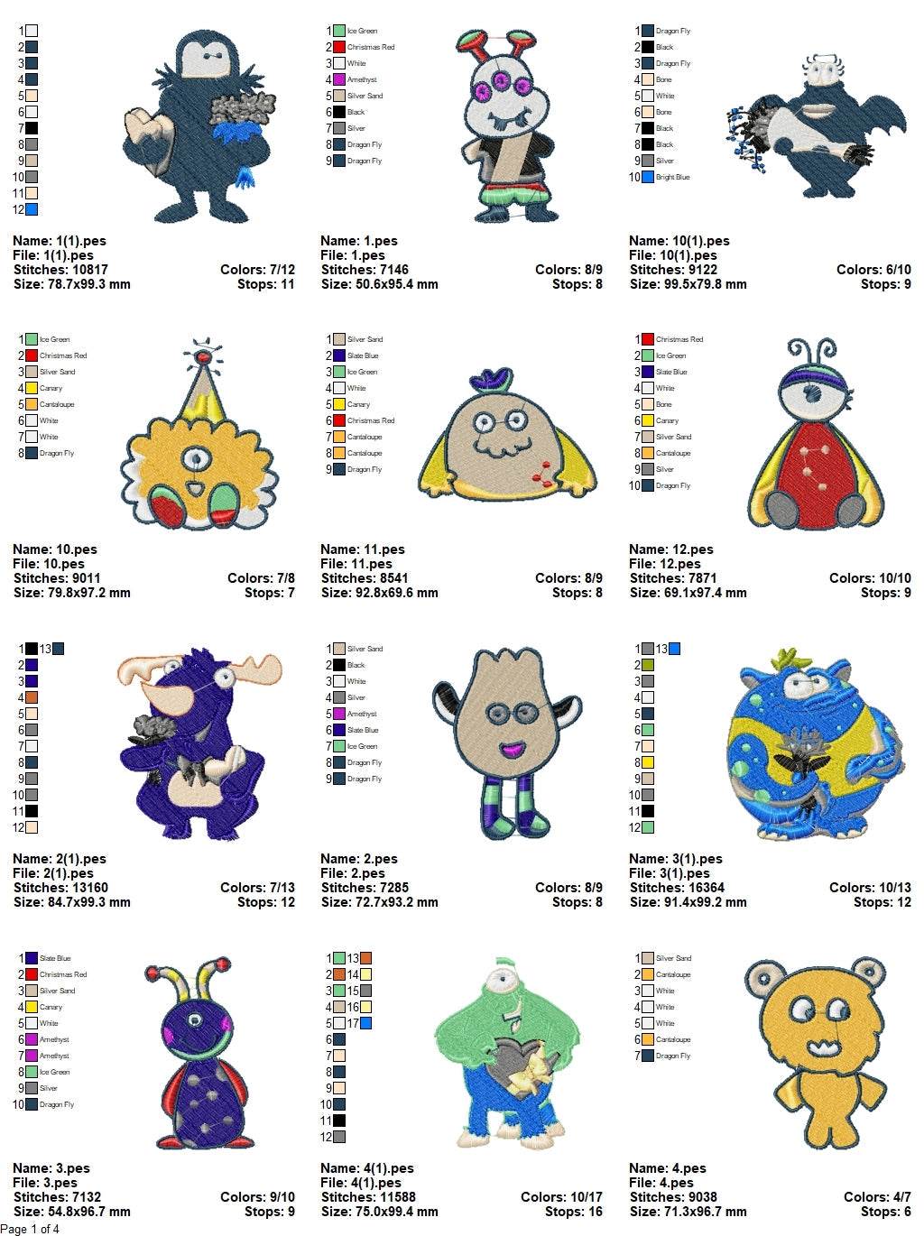 Monsters-Monsterware - Pack of 44 Designs - Embroidery Design - Image 2