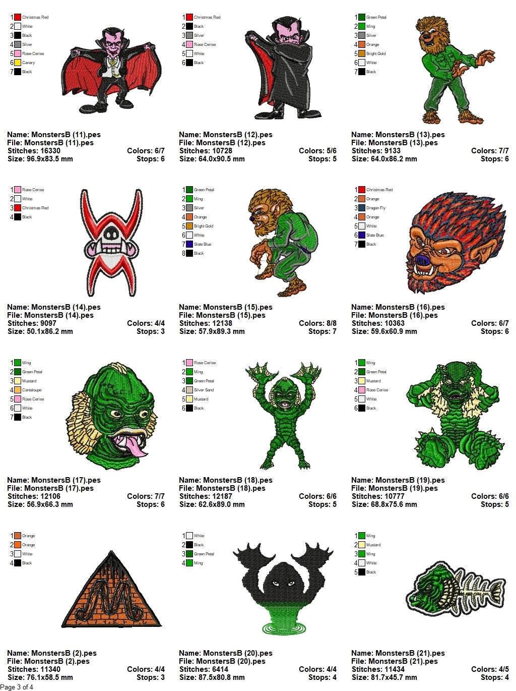 Monsters-Monsterware - Pack of 44 Designs - Embroidery Design - Image 4