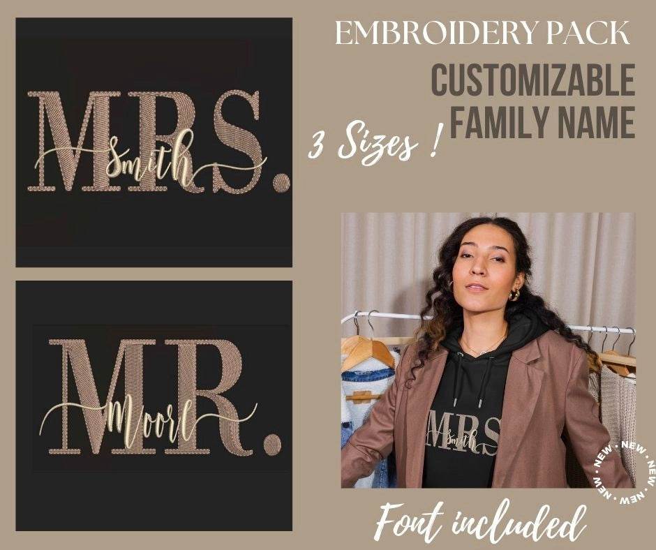 Personalized Mr. & Mrs. Embroidery Pack with Customizable Family Name - Image 3
