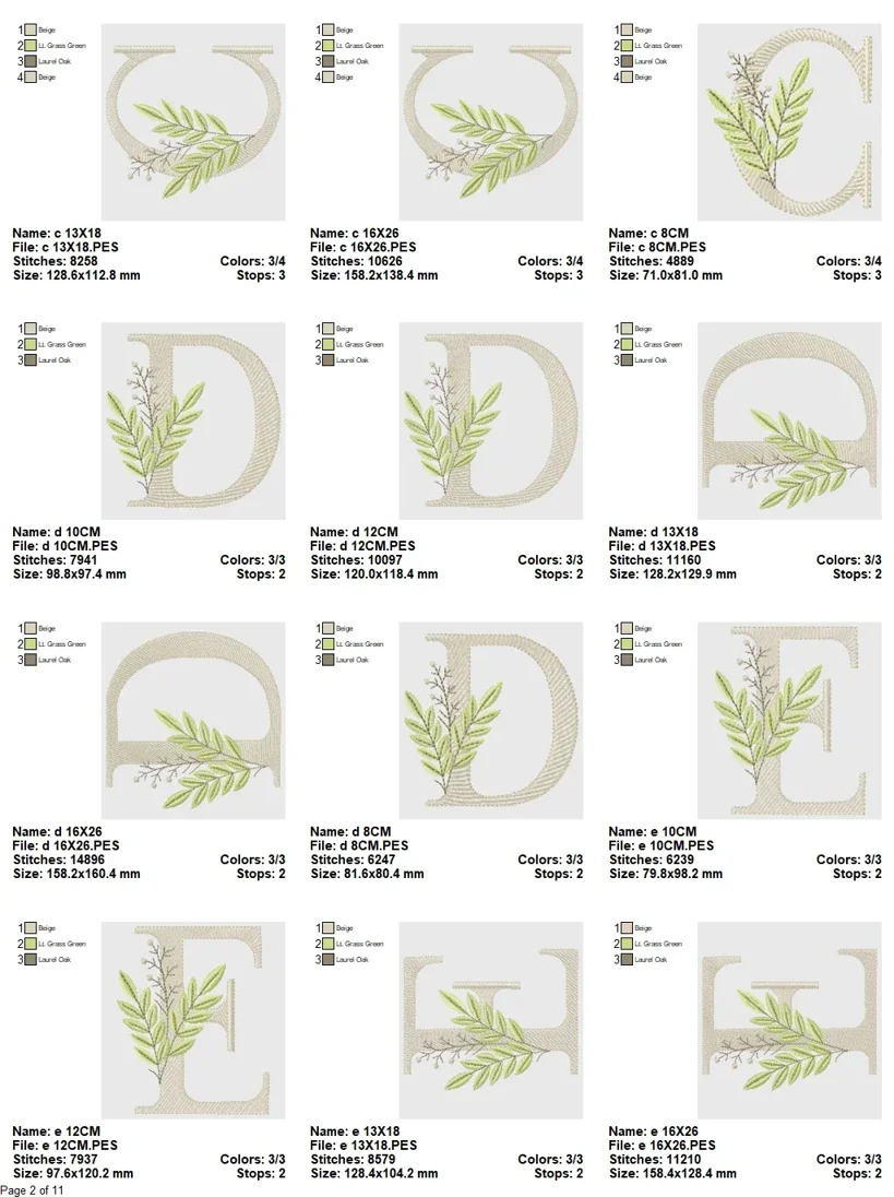 Natural Linen Leaf Alphabet Embroidery Set - Image 3