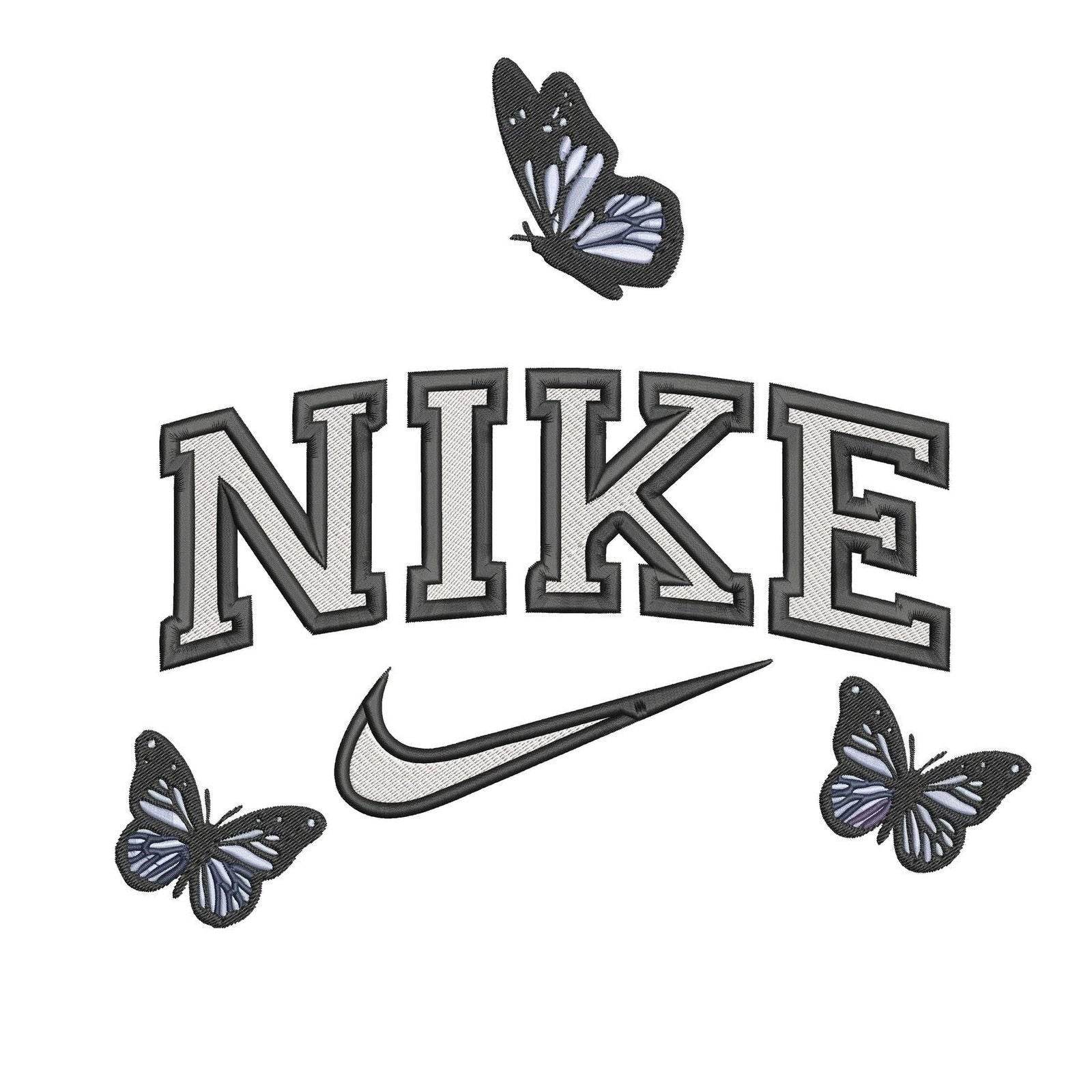 Nike Blue Butterflies - Embroidery Design - Image 2