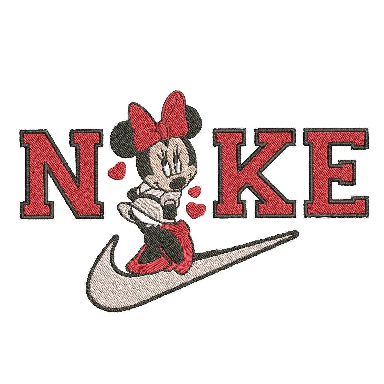 Nike Minnie Mouse With Hearts - Embroidery Design - Image 2