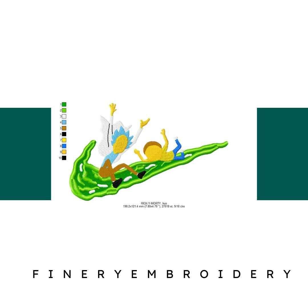 Nike Rick Y Morty Embroidery Design