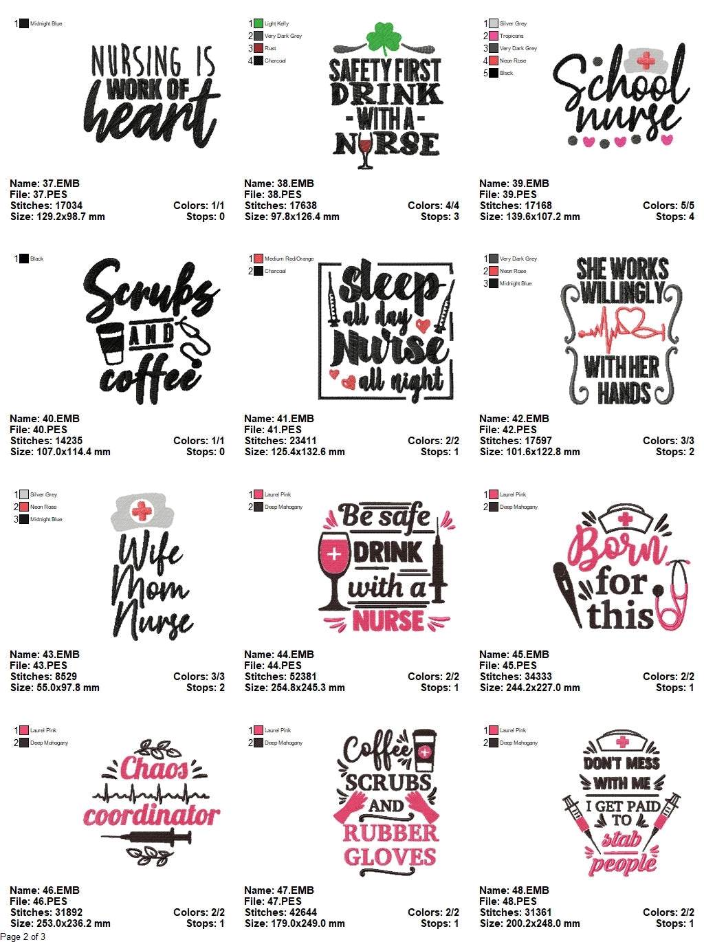 Nurses Collection 2 - Pack of 25 Designs - Embroidery Design - Image 4