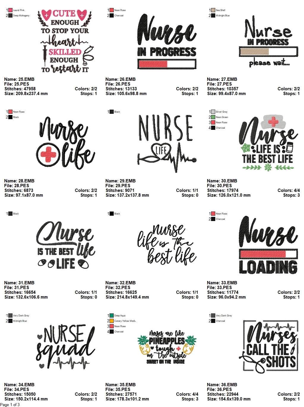 Nurses Collection 2 - Pack of 25 Designs - Embroidery Design - Image 5