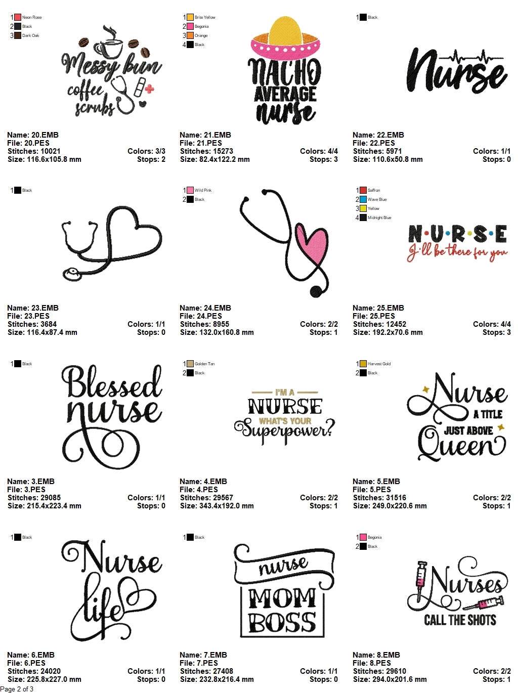 Nurses Collection - Pack of 25 Designs - Embroidery Design - Image 7