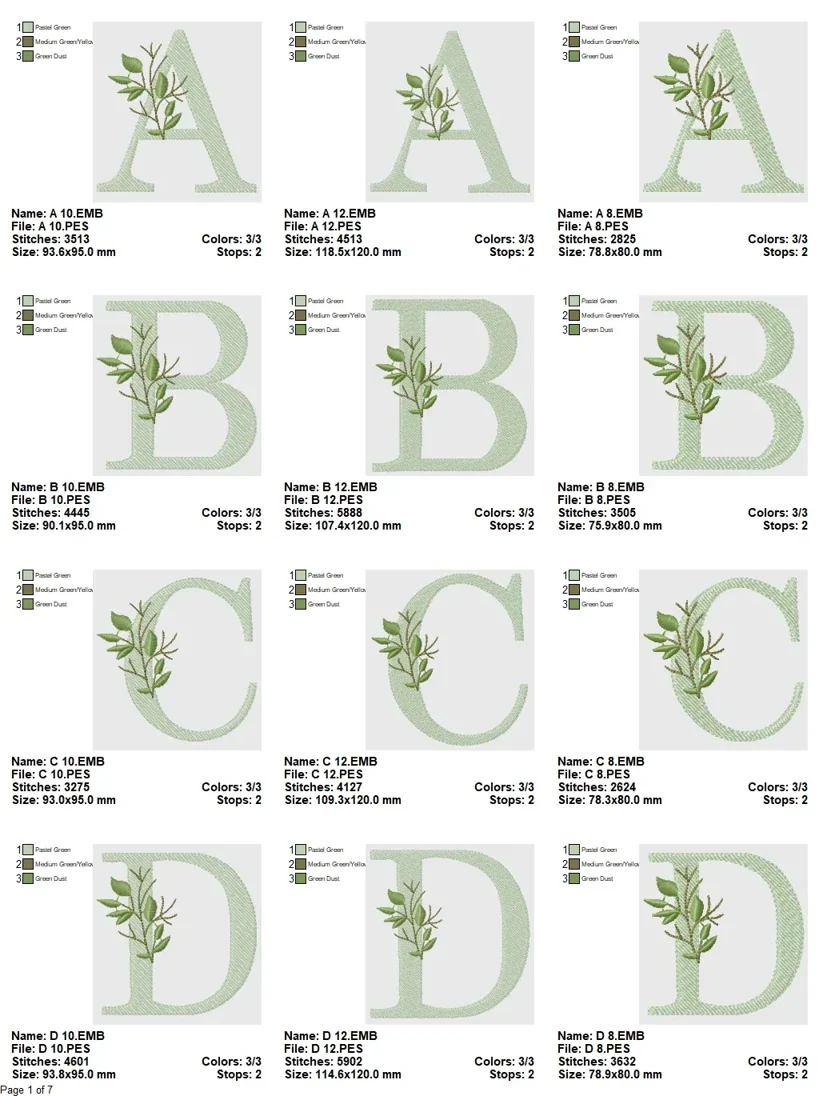 Olive Leaf Minimalist Alphabet Embroidery Set - Image 2