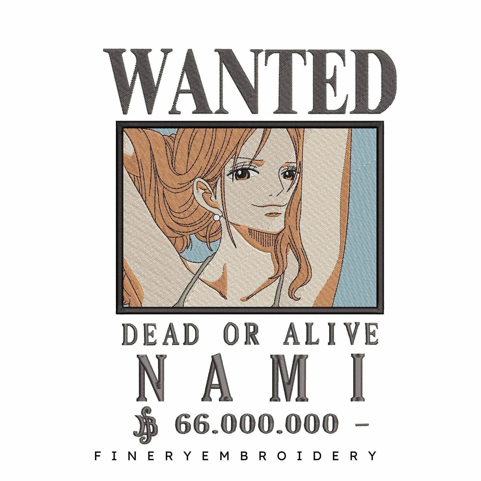 One Piece Namy Wanted - Anime - Embroidery Design - Image 2