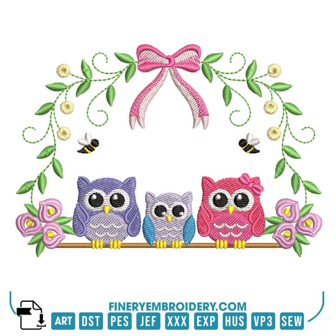 Owl Family Embroidery Design Pack – 11 Designs | FineryEmbroidery - Image 3