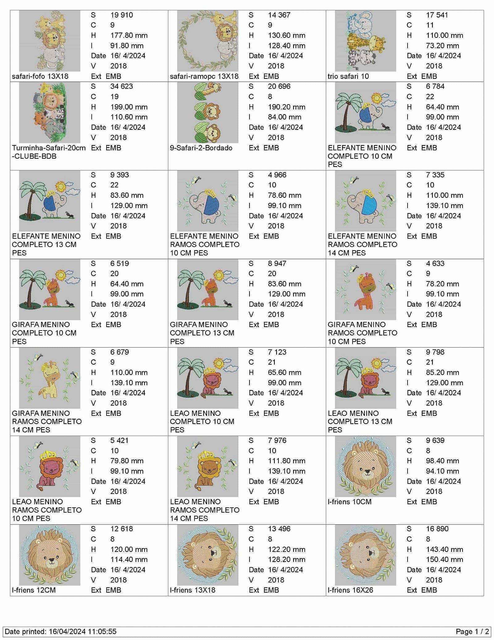 Pack - 15 designs Wild animal and safari-themed - Embroidery Designs - Image 5