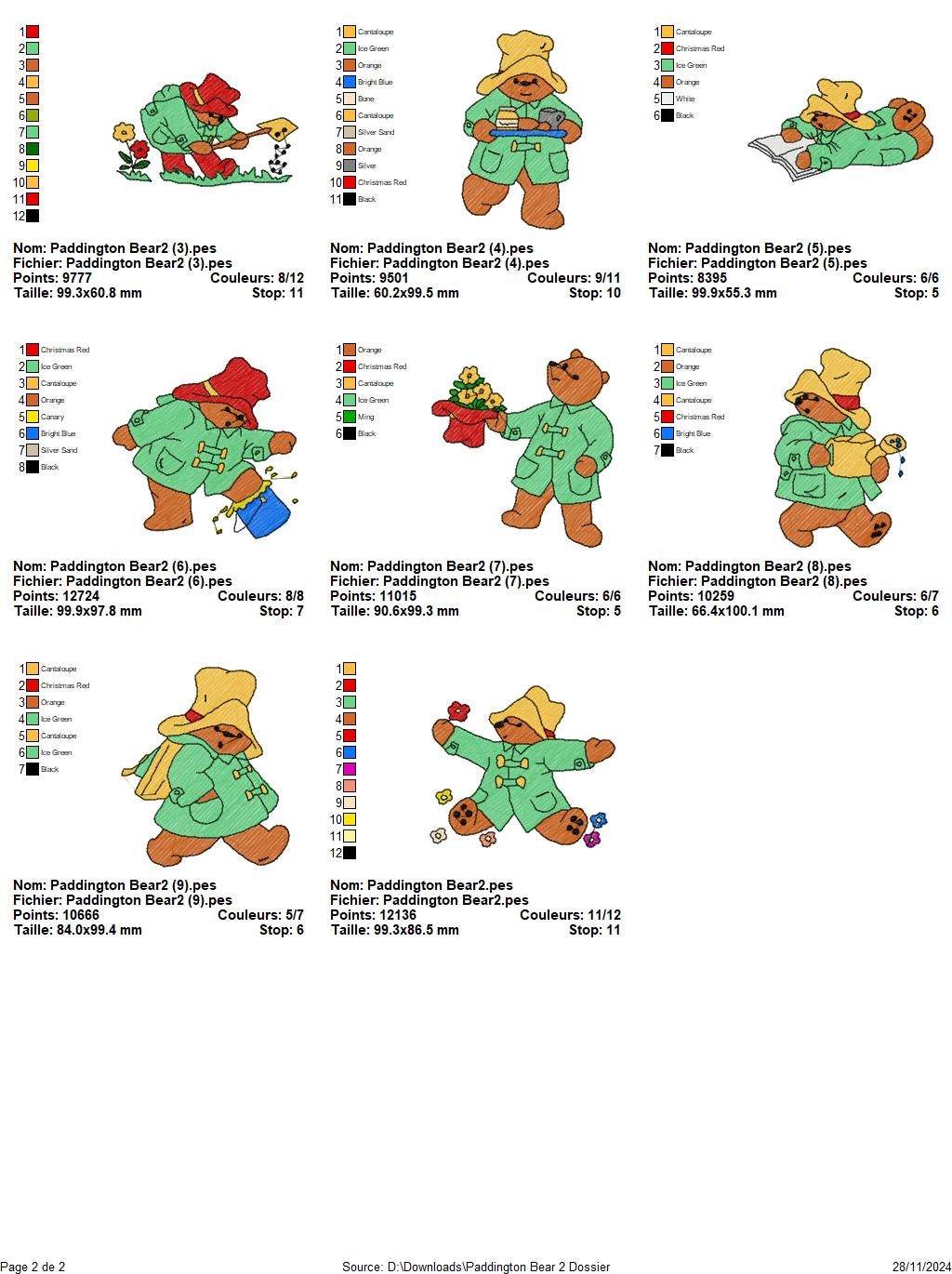 Paddington Bear - Pack of 20 Designs - Embroidery Design - Image 3