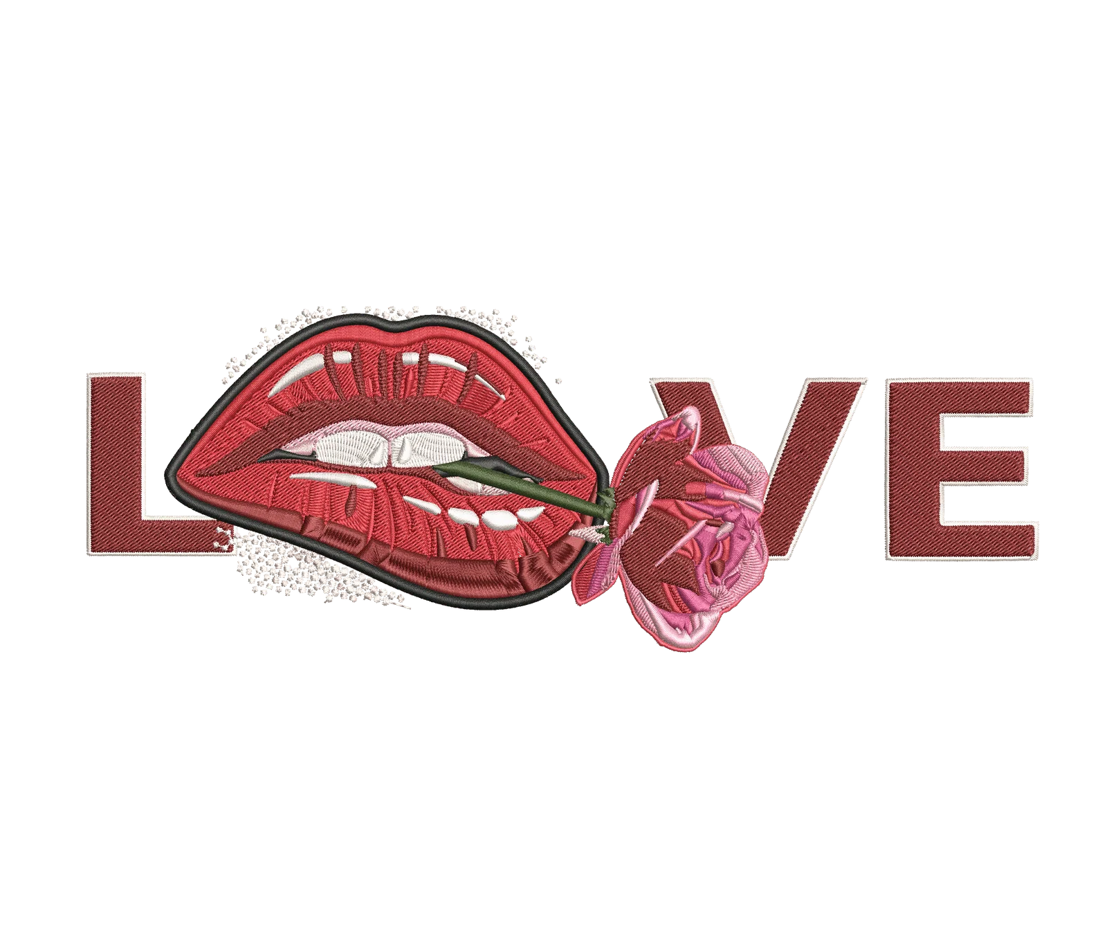 Passionate Love: Lips and Rose Embroidery Design - Image 3