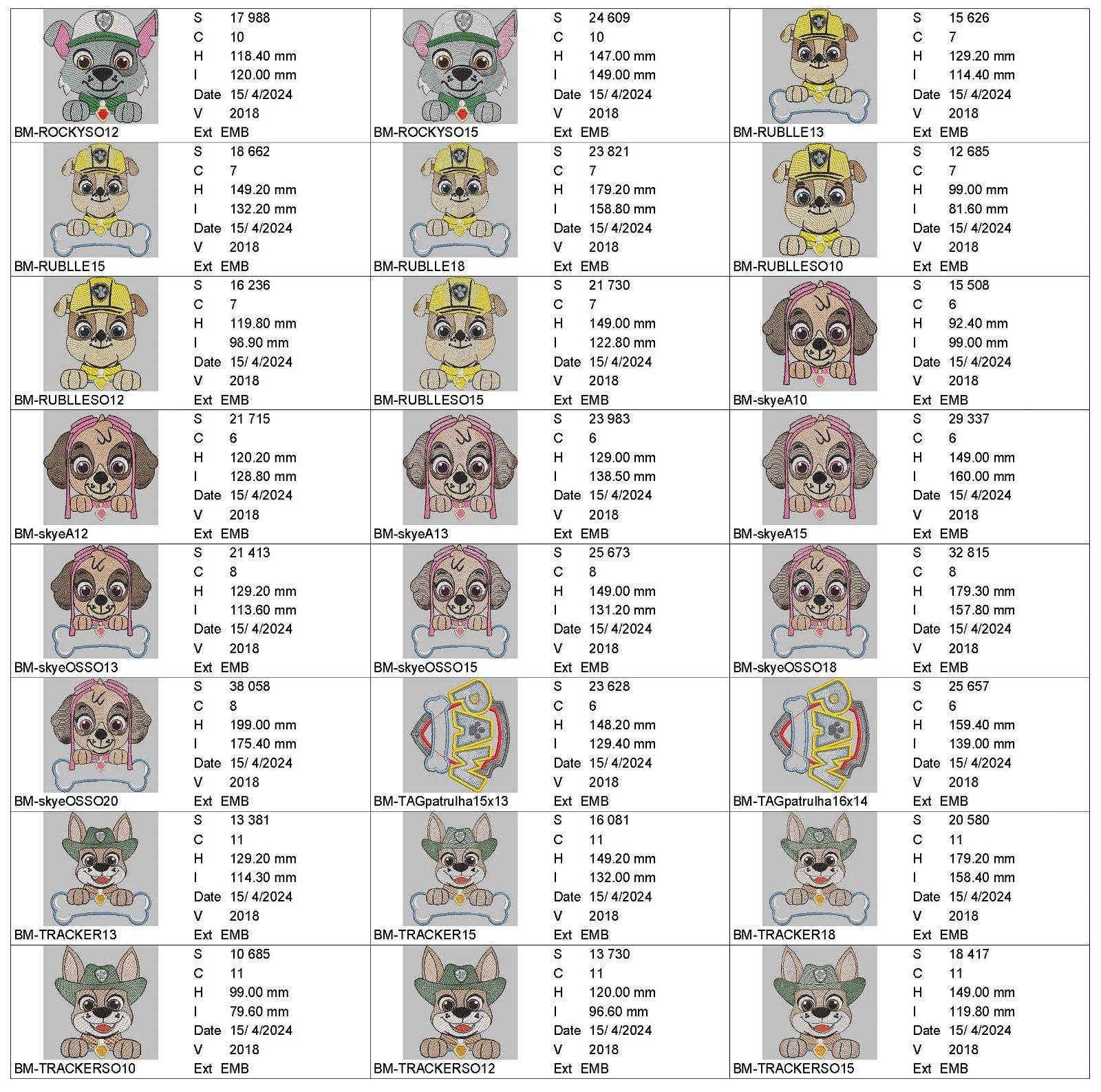 Paw Patrol appliqué and Embroidery Designs: Exclusive Pack of 18 - Image 3