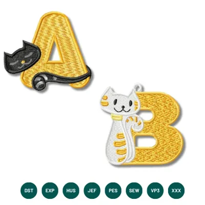 Playful Cat Alphabet Embroidery Set