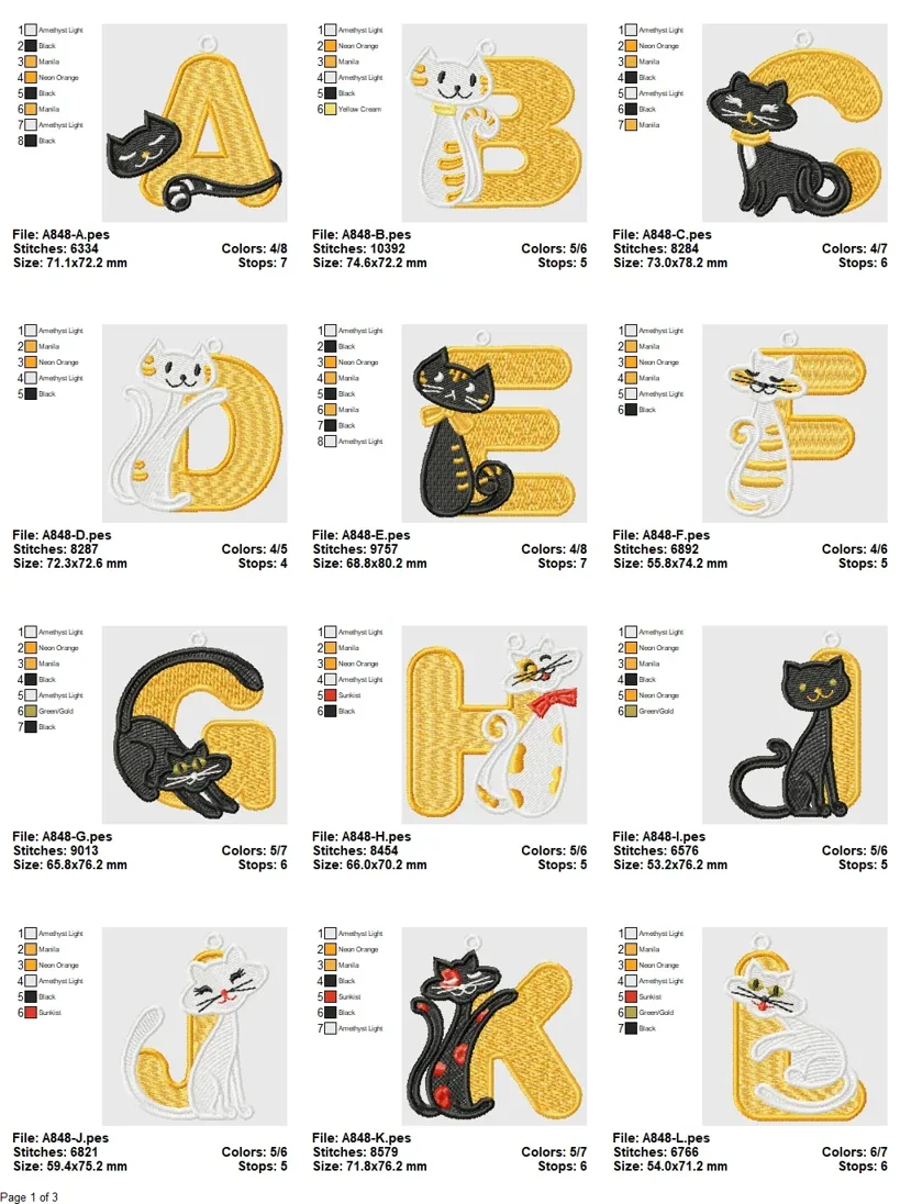 Playful Cat Alphabet Embroidery Set - Image 2