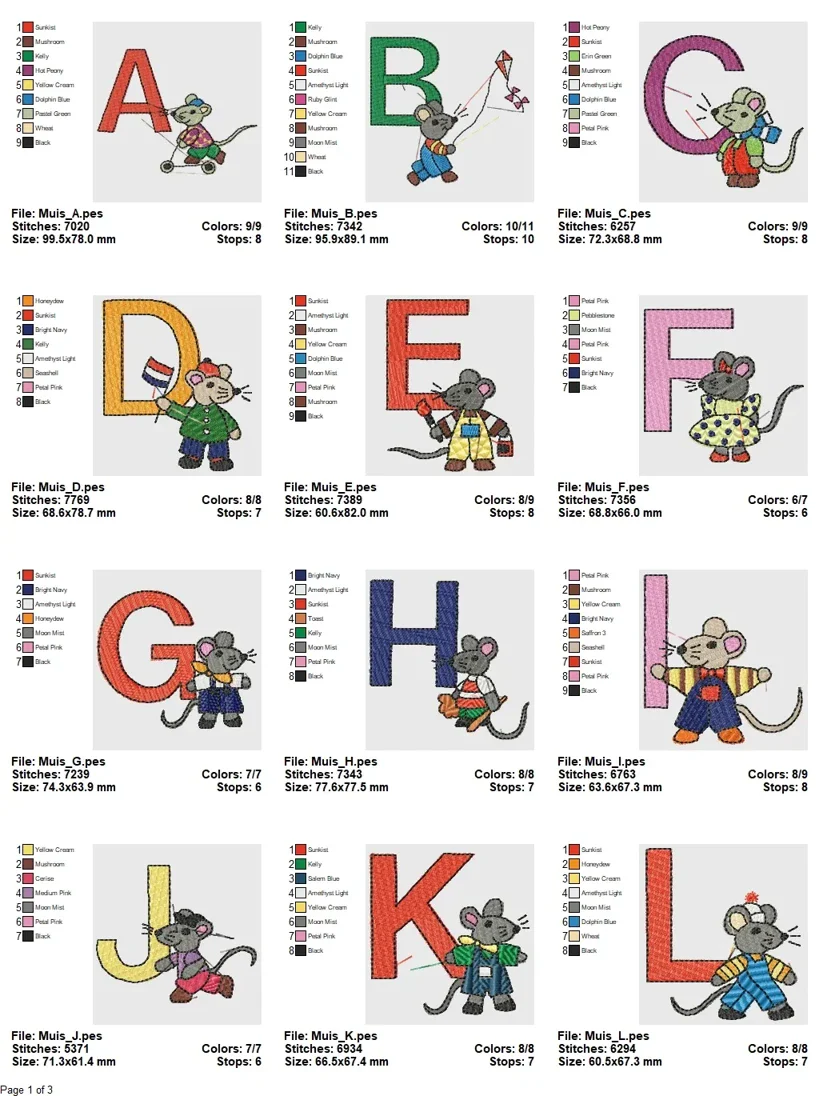 Playful Mice Alphabet Embroidery Set - Image 2