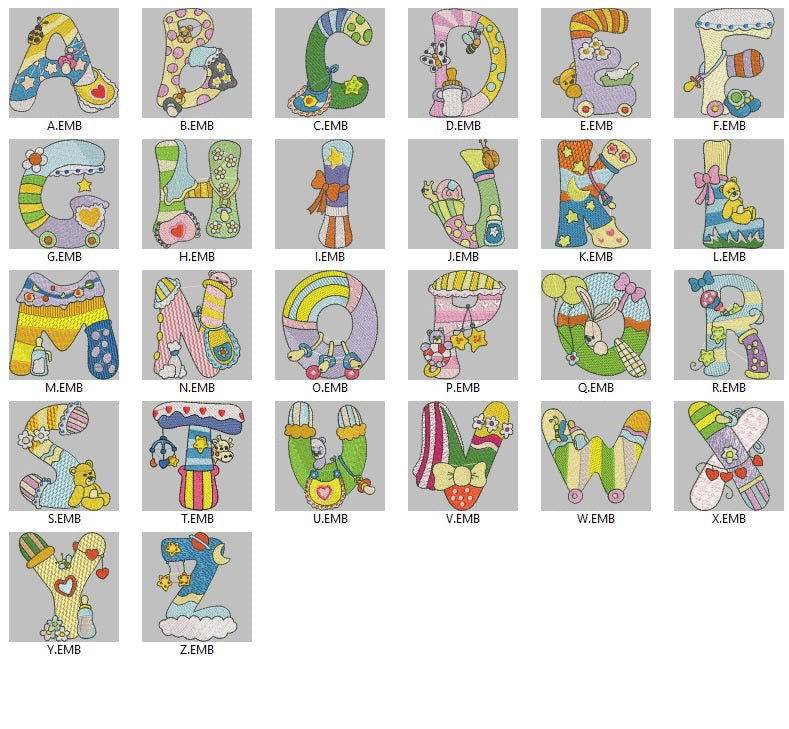 Playful Toy Alphabet Embroidery Pack – Whimsical 3.9" Monogram Letters for Kids - Image 2