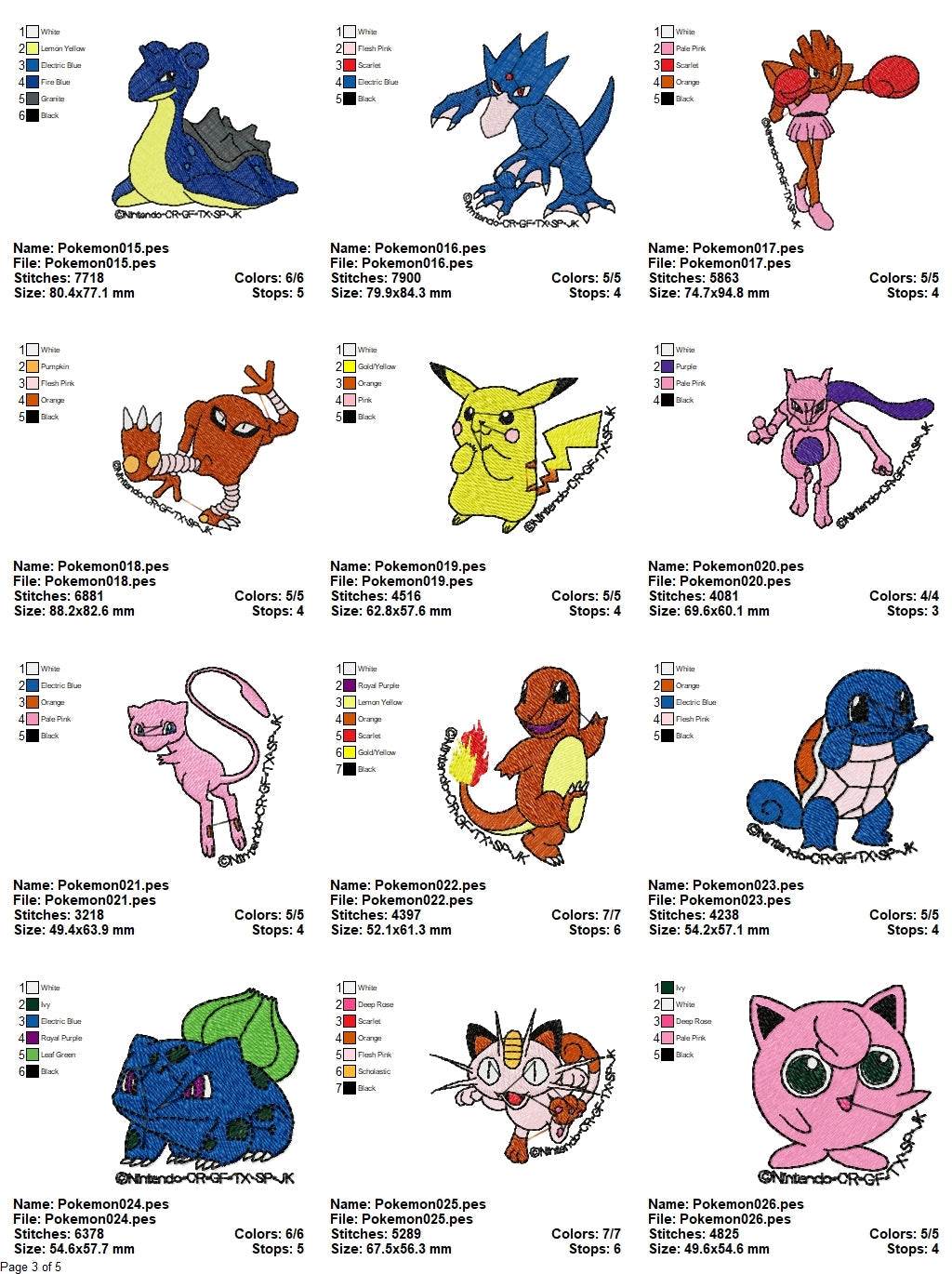Pokemon - Pack of 51 Designs - Embroidery Design - Image 5