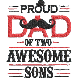 Proud-Dad-of-2-Awesome - Father Embroidery Design - Image 2