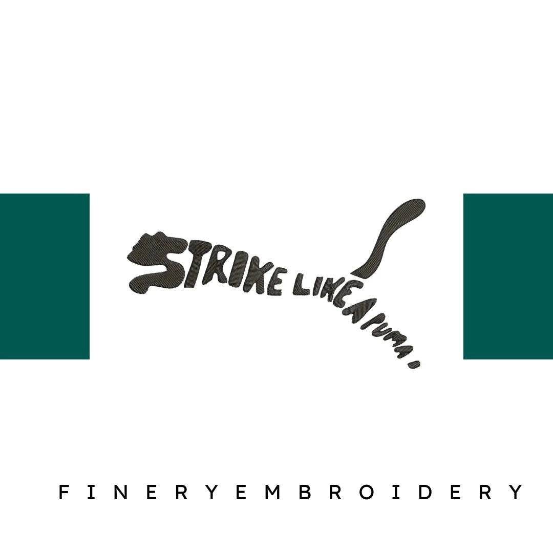 Puma logo - Strike like a Puma - Embroidery Design
