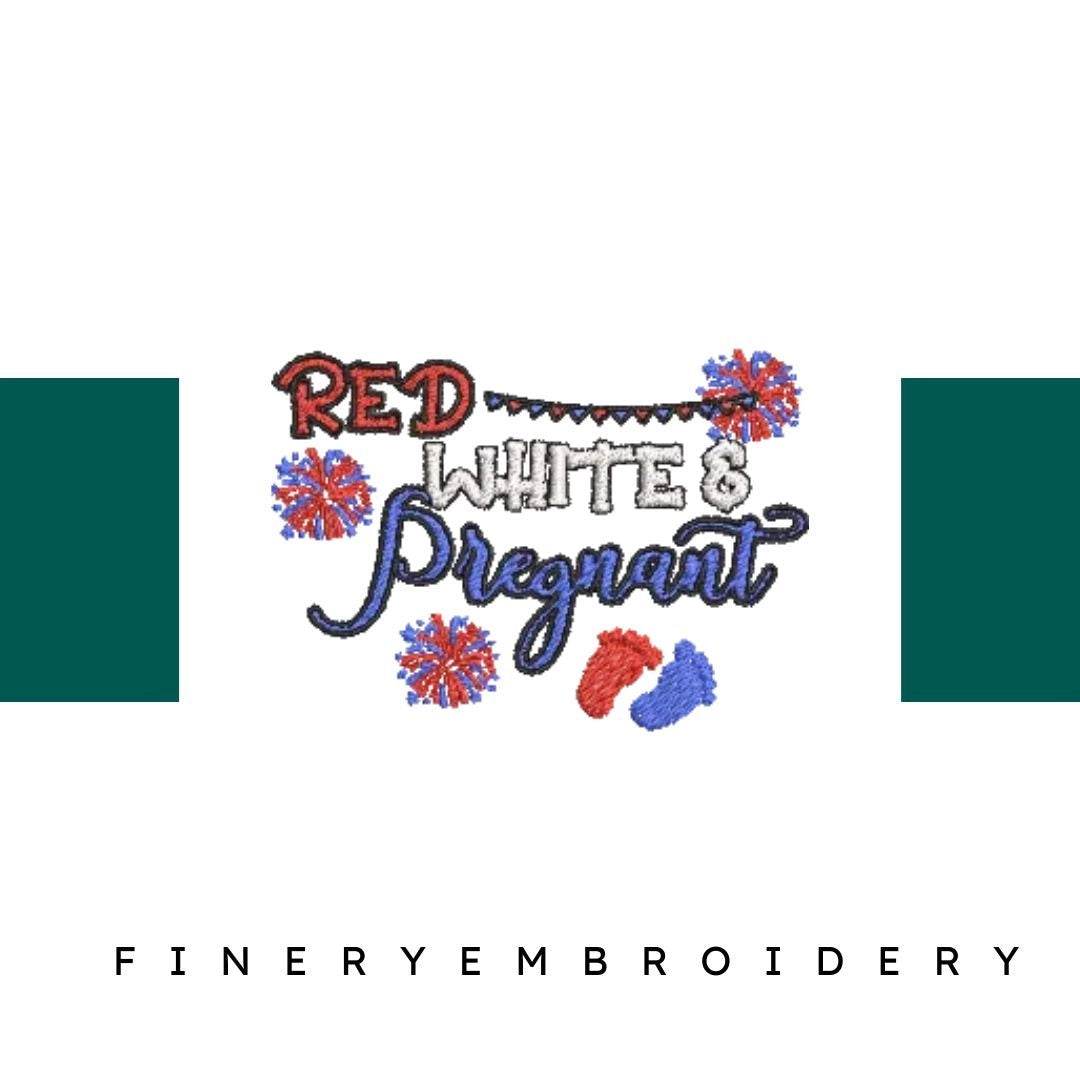 Red-White-Pregnant - Embroidery Design