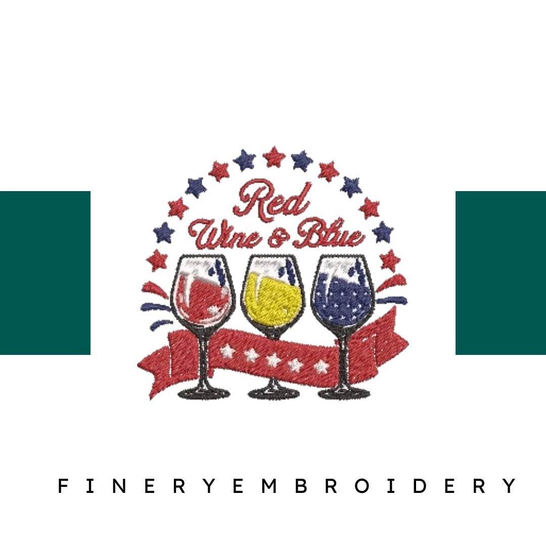 Red-Wine-Blue - Embroidery Design