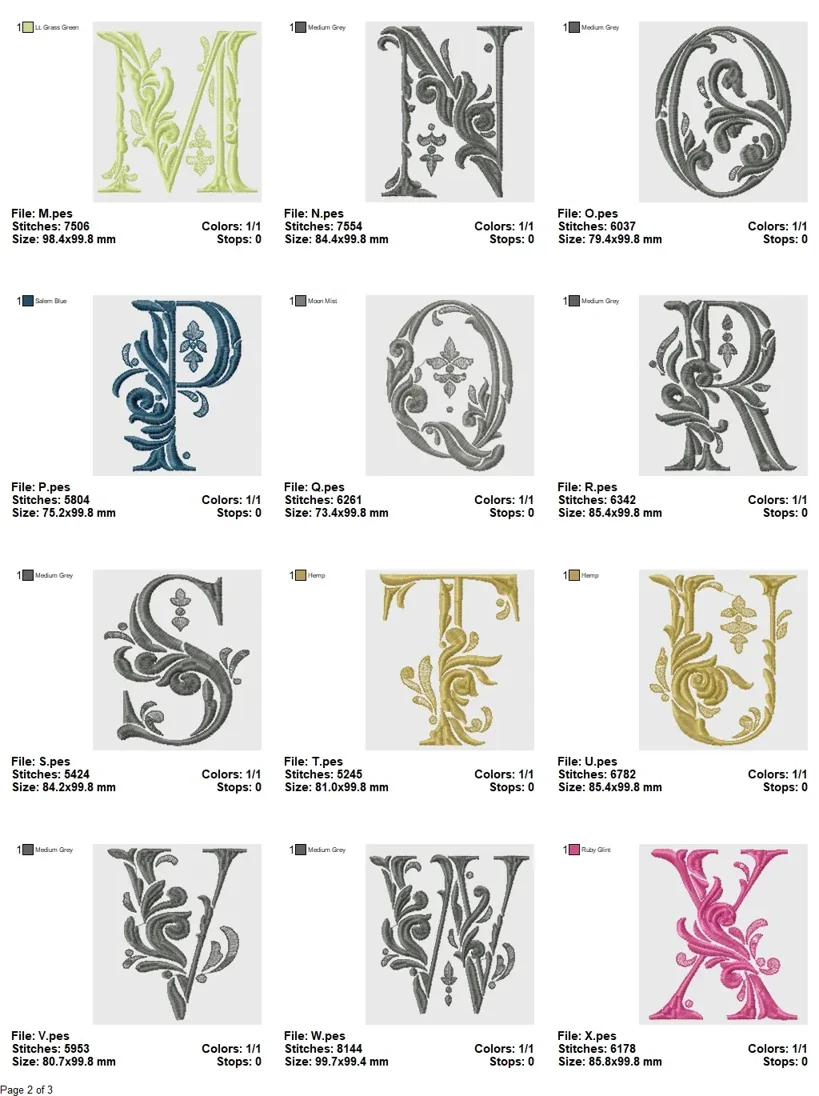 Regal Ornate Alphabet Embroidery Collection - Image 3