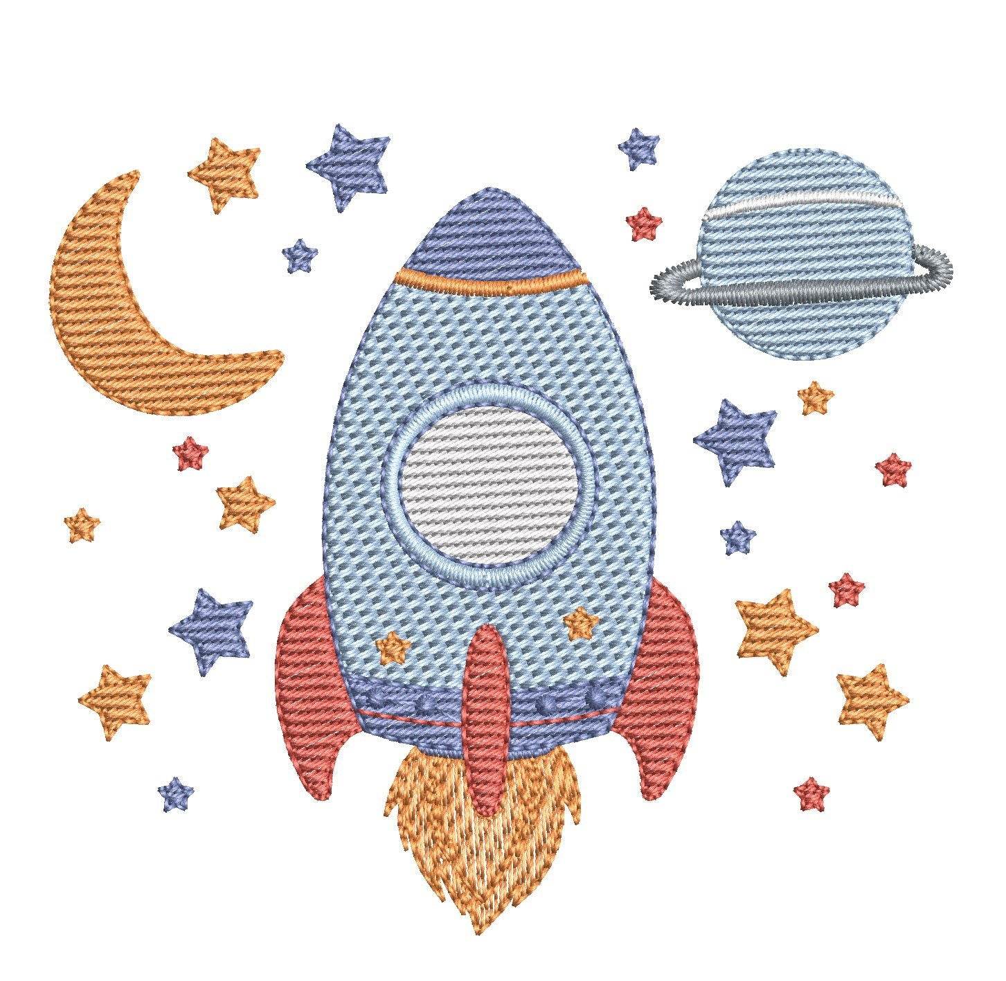 Rocket and Stars Embroidery Design | FineryEmbroidery - Image 3