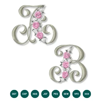 Romantic Rose Script Alphabet Embroidery Set